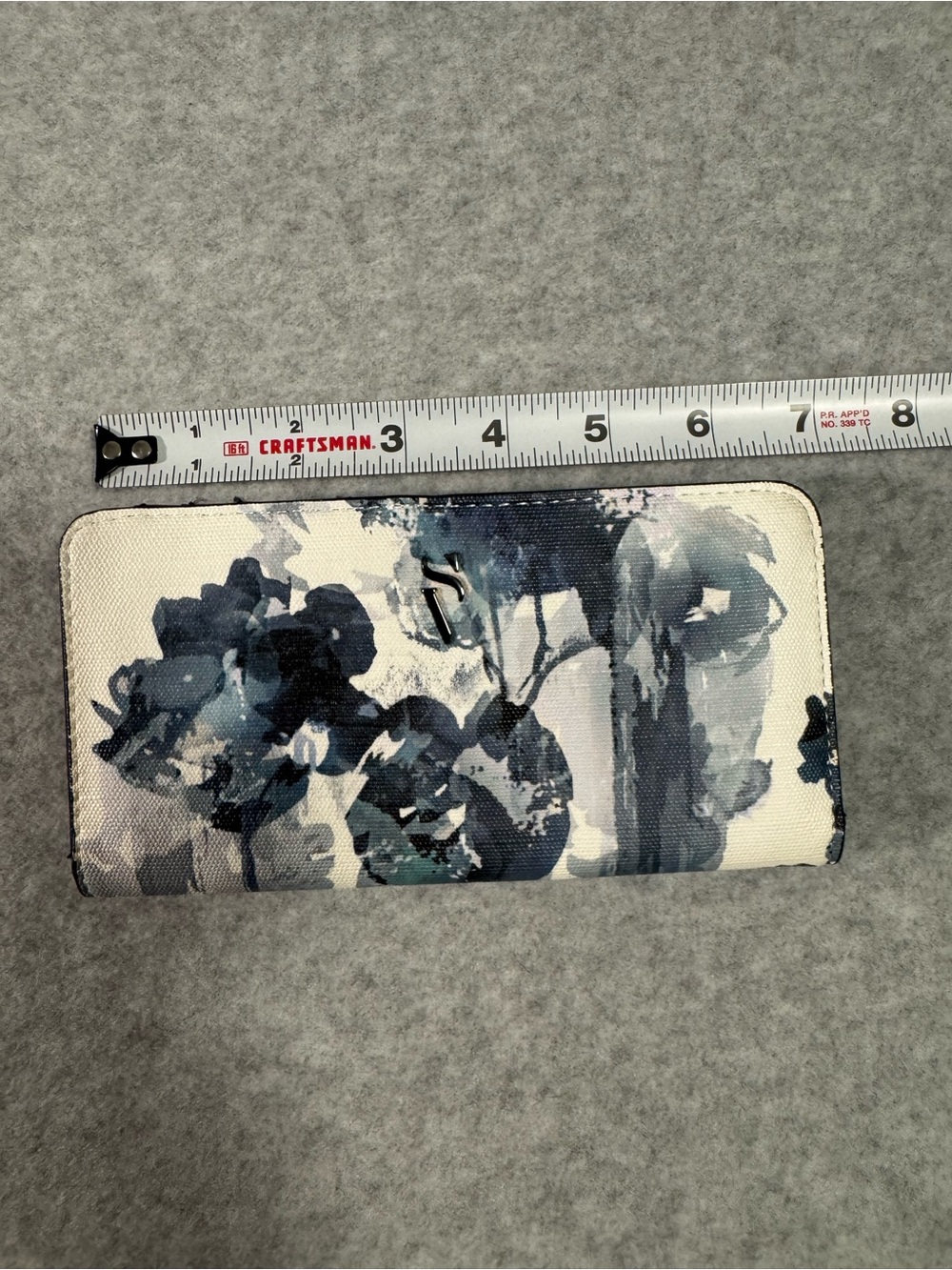 Vera Wang White Wallet with Blue Floral Watercolor Print